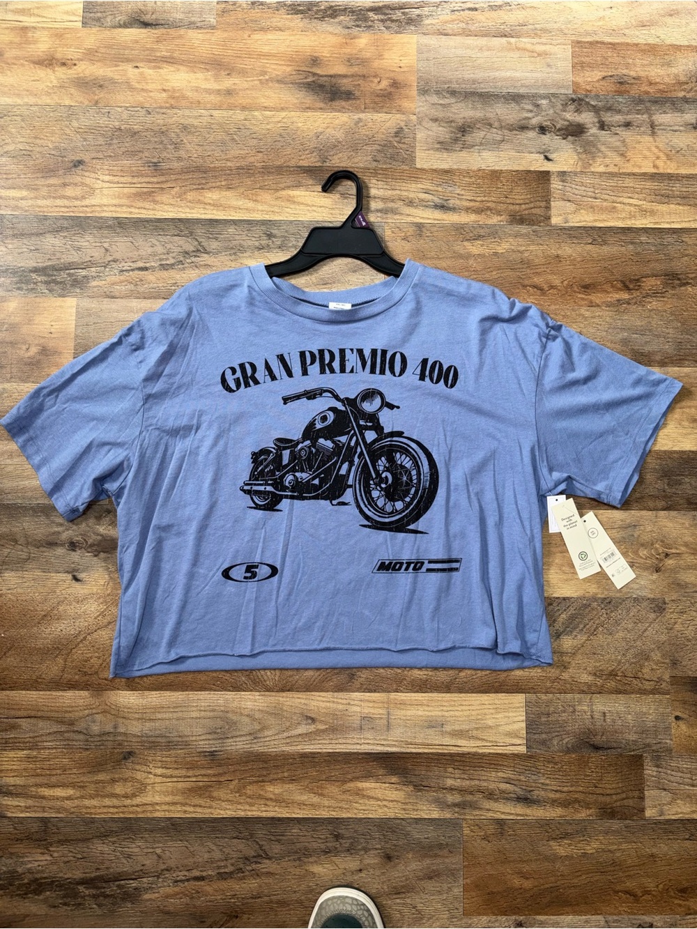 No Boundaries Light Blue Graphic Crop Tee